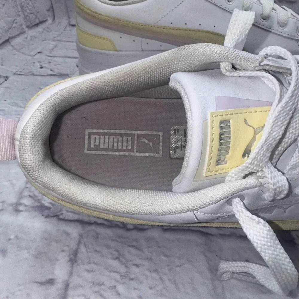 Puma Women's Size 11 Mayze Platform White Yellow Pink Sneakers Casual Shoes - Picture 10 of 12
